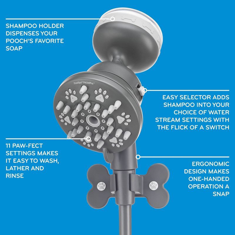 slide 2 of 11, PawSpa PetJetPro 11-Setting Handheld Oxygenics Pet Washer - Gray, 1 ct