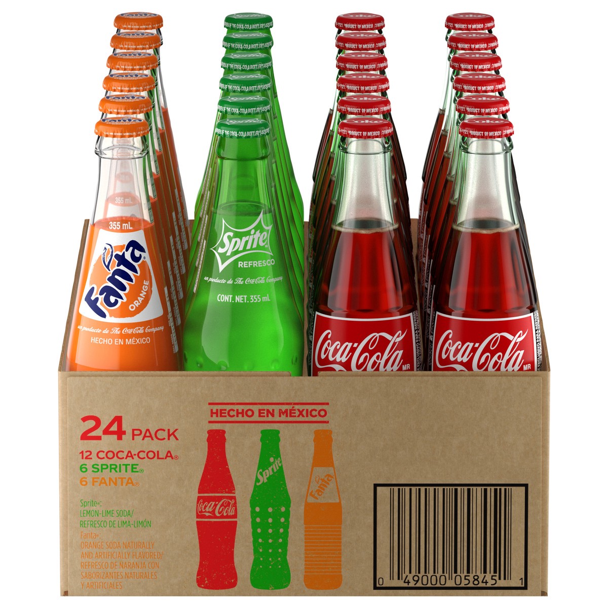 slide 1 of 5, Coca-Cola Non-Specific KO Brand Variety Pack-Mexico Glass Bottles, 355 mL, 24 Pack, 288 fl oz