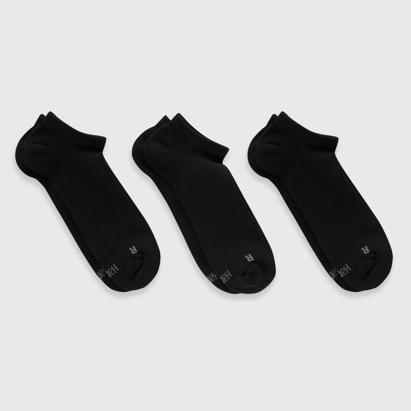 slide 2 of 3, Hanes Premium Men's Nylon Performance No Show Socks 3pk - Black 6-12, 3 ct