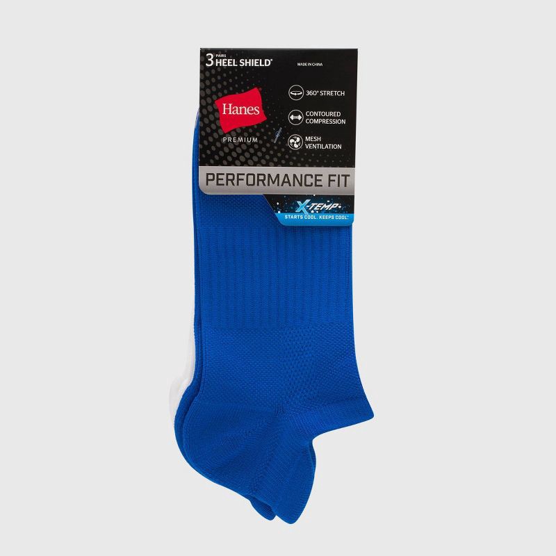 slide 3 of 3, Hanes Premium Men's Nylon Performance Heel Shield Socks 3pk - Blue 6-12, 3 ct