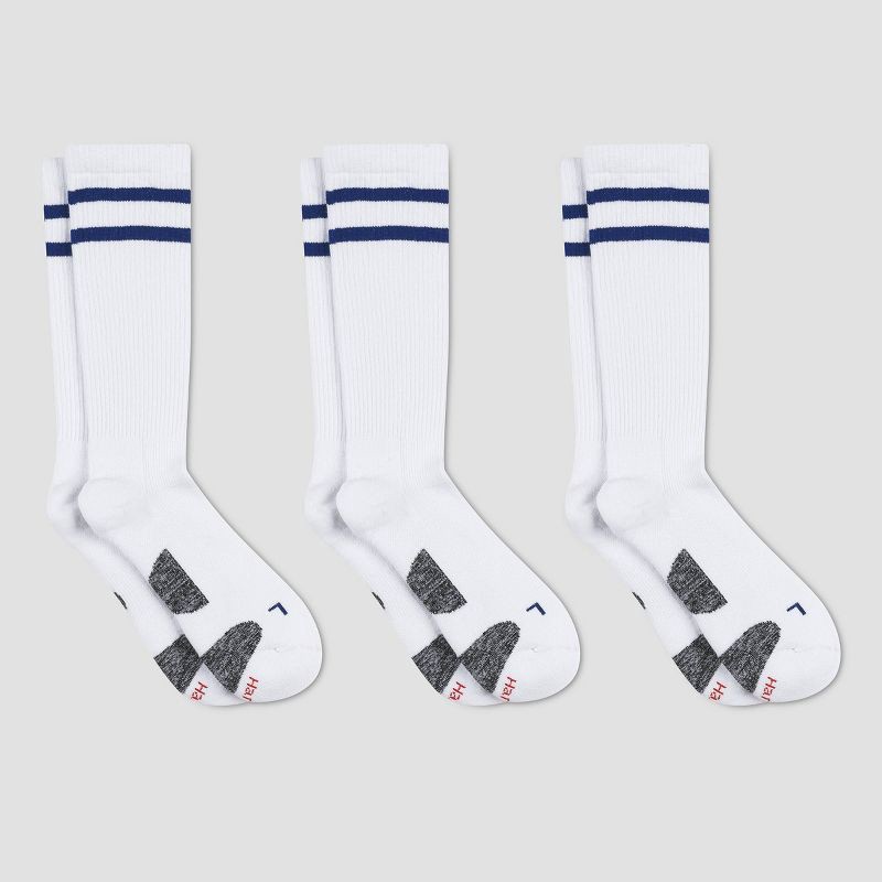 slide 2 of 3, Hanes Premium Men's Compression Crew Socks 3pk - White 6-12, 3 ct