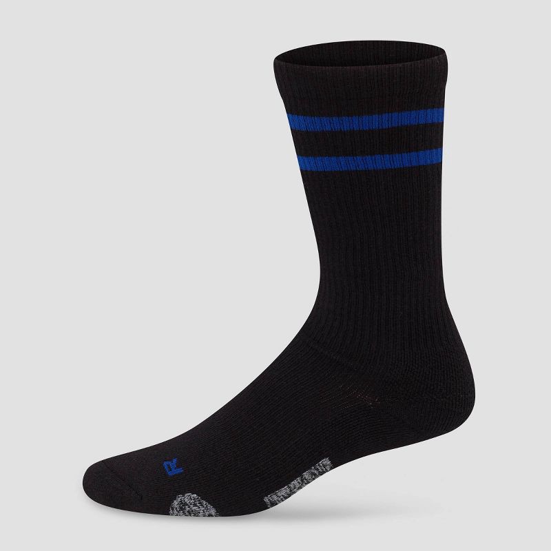 slide 3 of 3, Hanes Premium Men's Compression Crew Socks 3pk - Black/Blue 6-12, 3 ct