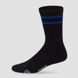 Hanes Premium Men's Compression Crew Socks 3pk - Black/Blue 6-12: Arch Support, Moisture Wicking, Breathable