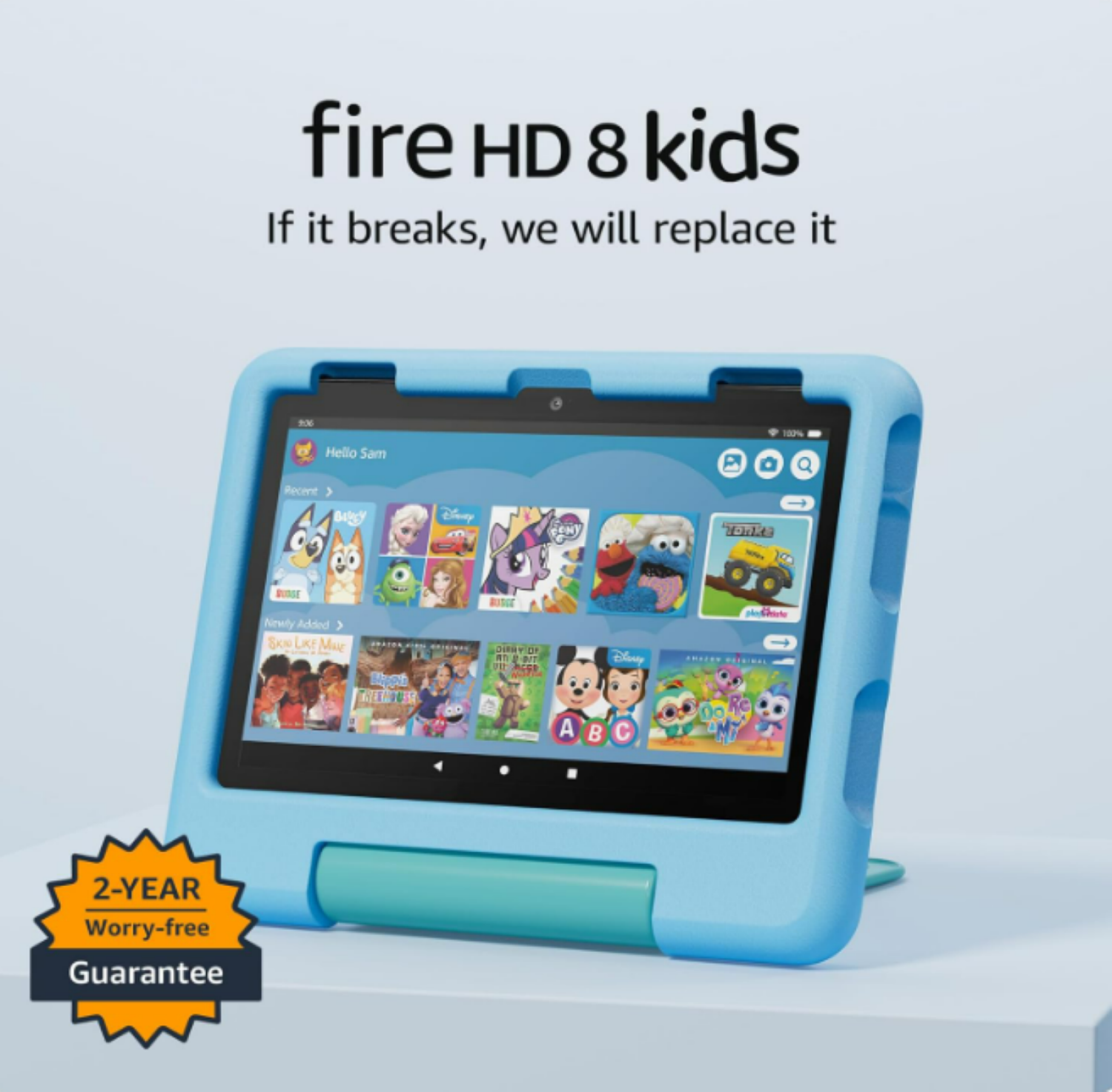 slide 5 of 7, New Amazon Fire HD 8 Kids tablet, ages 3-7. With bright 8" HD screen. Includes ad-free and exclusive content, parental controls and 13-hr battery, 32GB, Purple, (2024 release), 1 ct