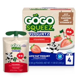 GoGo squeeZ YogurtZ Strawberry, Made with 100% Real Milk, 3 oz Pouches (4 Pack)
