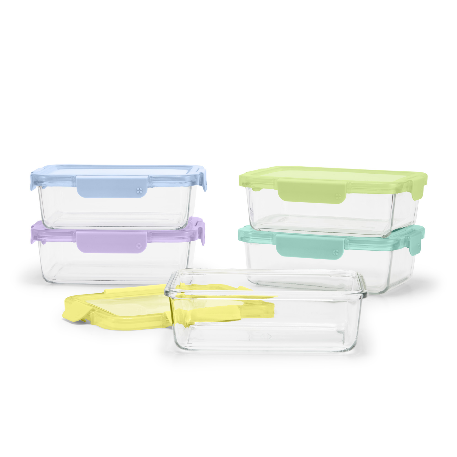 slide 2 of 2, Ello 5 Cup 10Pc, 5 Pack Glass Meal Prep Sets Leak-Proof Glass Food Storage Containers with Airtight BPA-Free Plastic Lids, Dishwasher, Microwave, and Freezer Safe, 10 ct, 5 ct