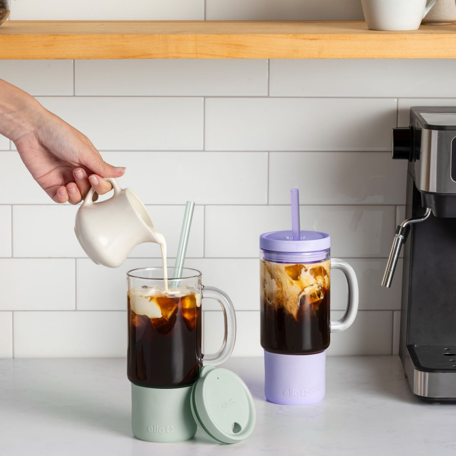 slide 2 of 2, Ello Nova 18oz Glass Travel Mug - Sage, 18 oz