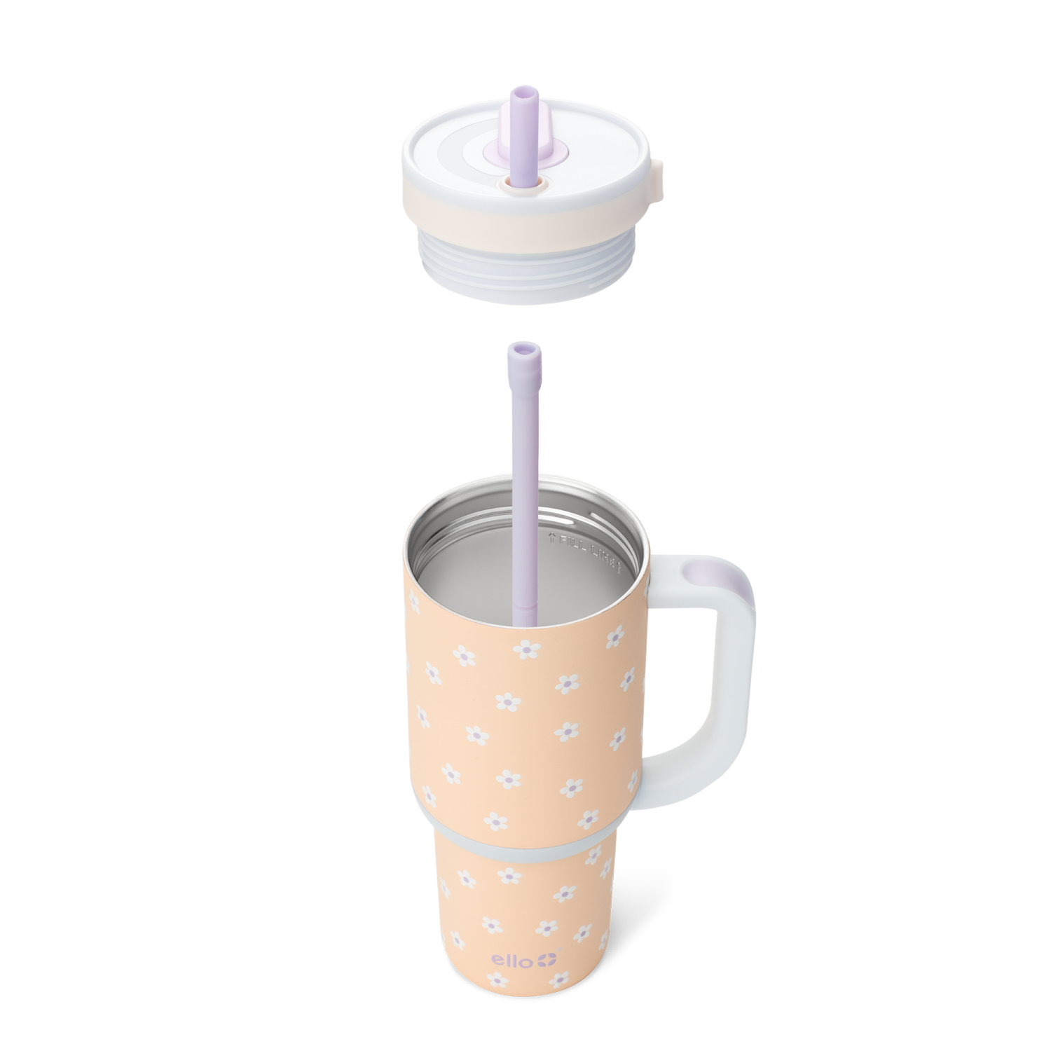 slide 3 of 3, Ello Orange Daisy 24 oz Tumbler 1 Each, 1 ct