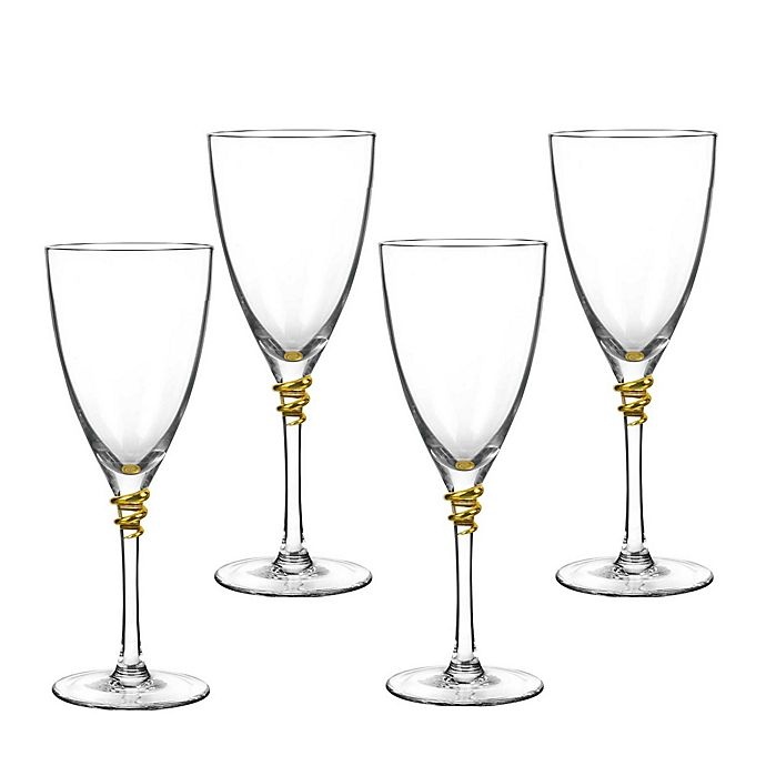 slide 3 of 3, Qualia Helix Gold Wine Glasses, 4 ct