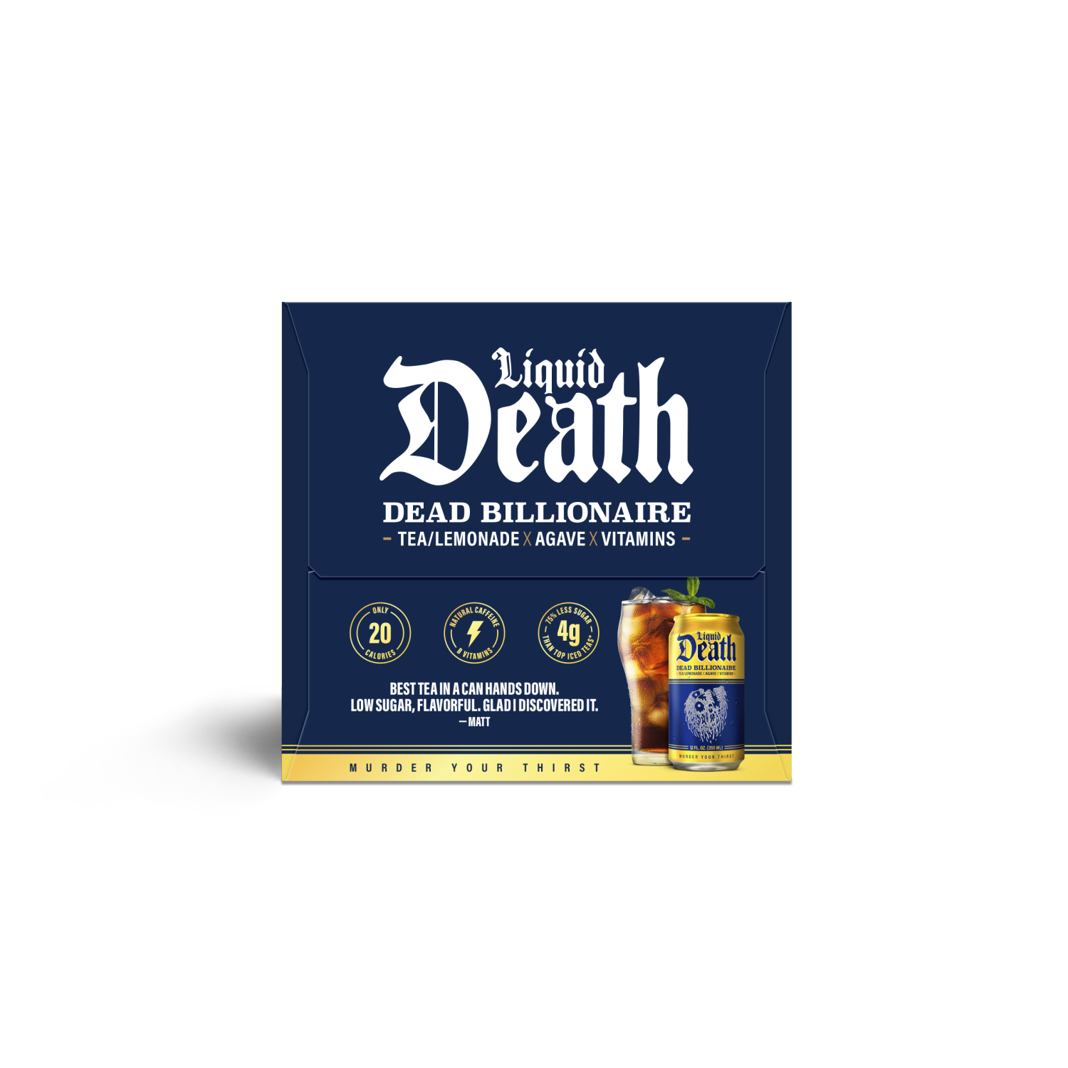 slide 3 of 4, Liquid Death, Dead Billionaire Iced Tea, Half Lemonade Half Black Tea, 6 ct