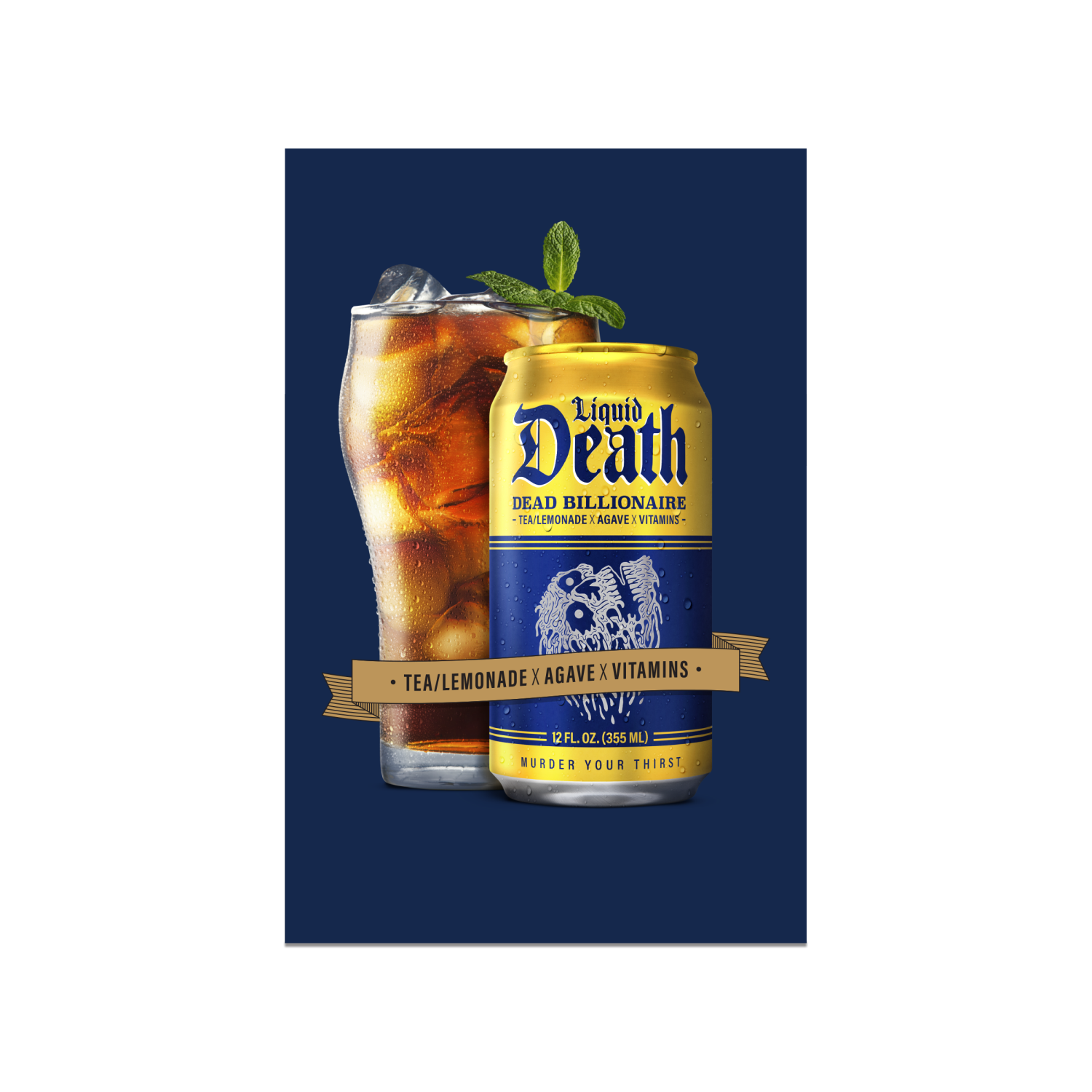 slide 4 of 4, Liquid Death, Dead Billionaire Iced Tea, Half Lemonade Half Black Tea, 6 ct