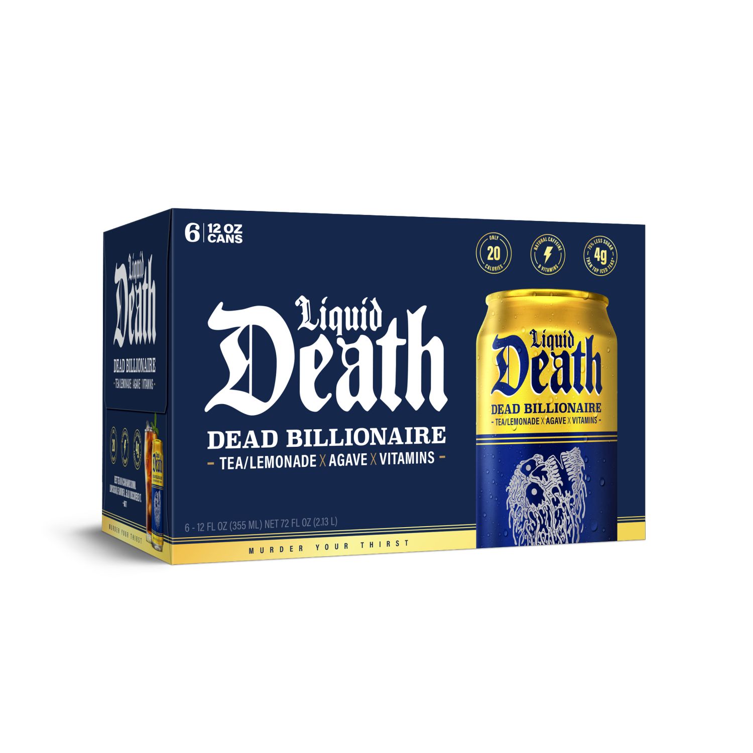 slide 1 of 4, Liquid Death, Dead Billionaire Iced Tea, Half Lemonade Half Black Tea, 6 ct