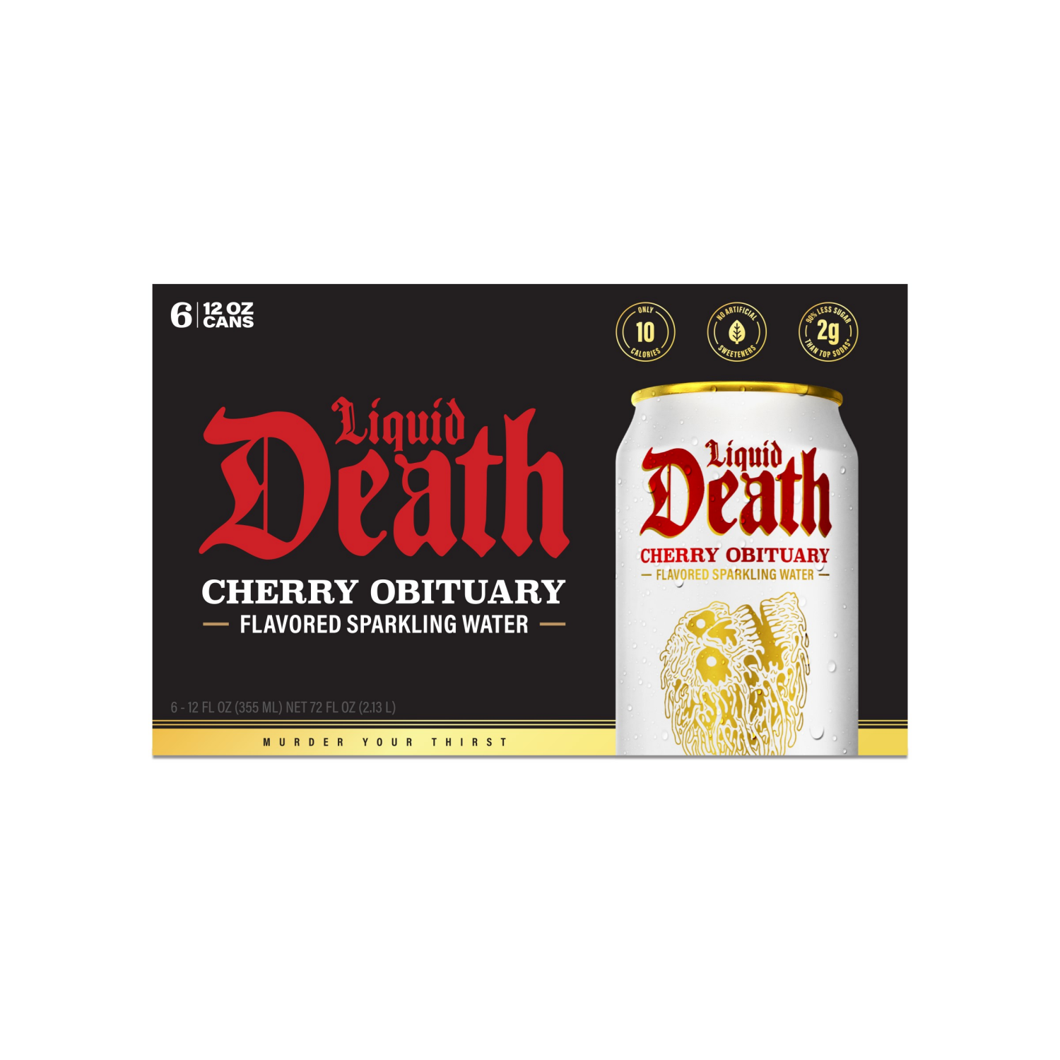 slide 1 of 6, Liquid Death Cherry Obituary Sparkling Water - 6pk/12 fl oz Cans, 6 ct; 12 fl oz
