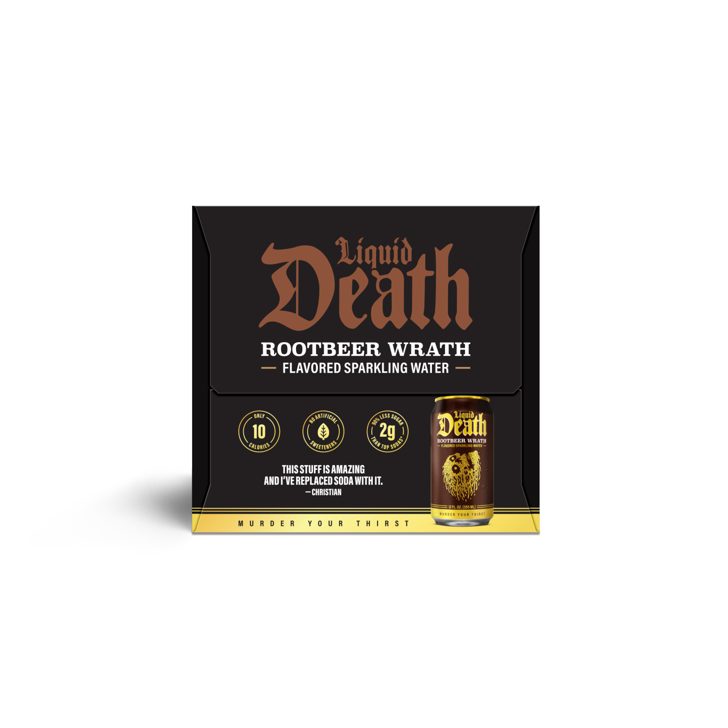 slide 2 of 4, Liquid Death, Rootbeer Wrath, Root Beer-Flavored Sparkling Water, 6 ct