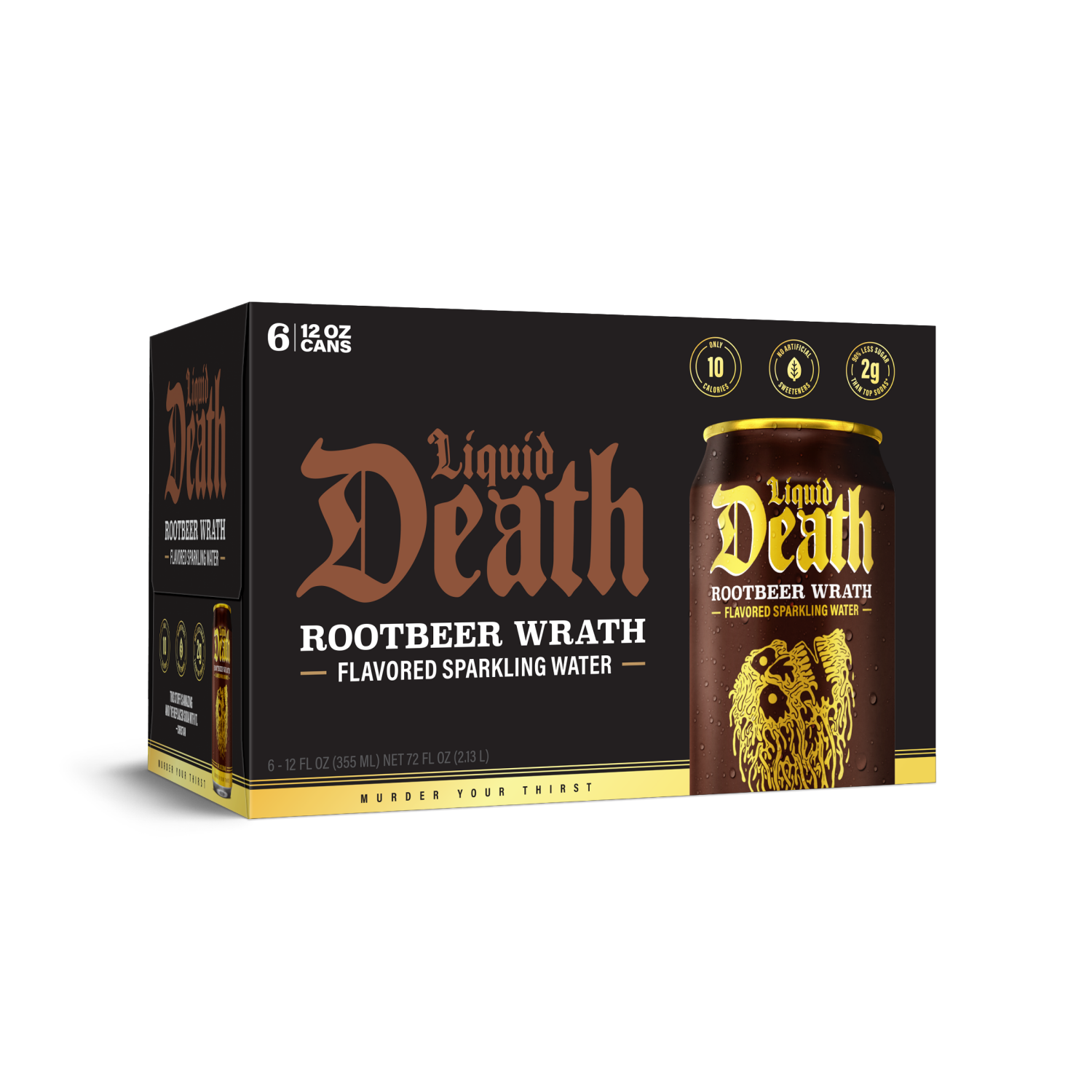 slide 4 of 4, Liquid Death, Rootbeer Wrath, Root Beer-Flavored Sparkling Water, 6 ct