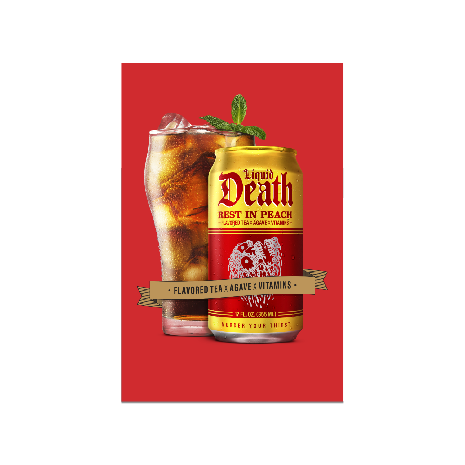 slide 4 of 4, Liquid Death, Rest in Peach Iced Tea, Peach Flavored Back Tea, 6 ct