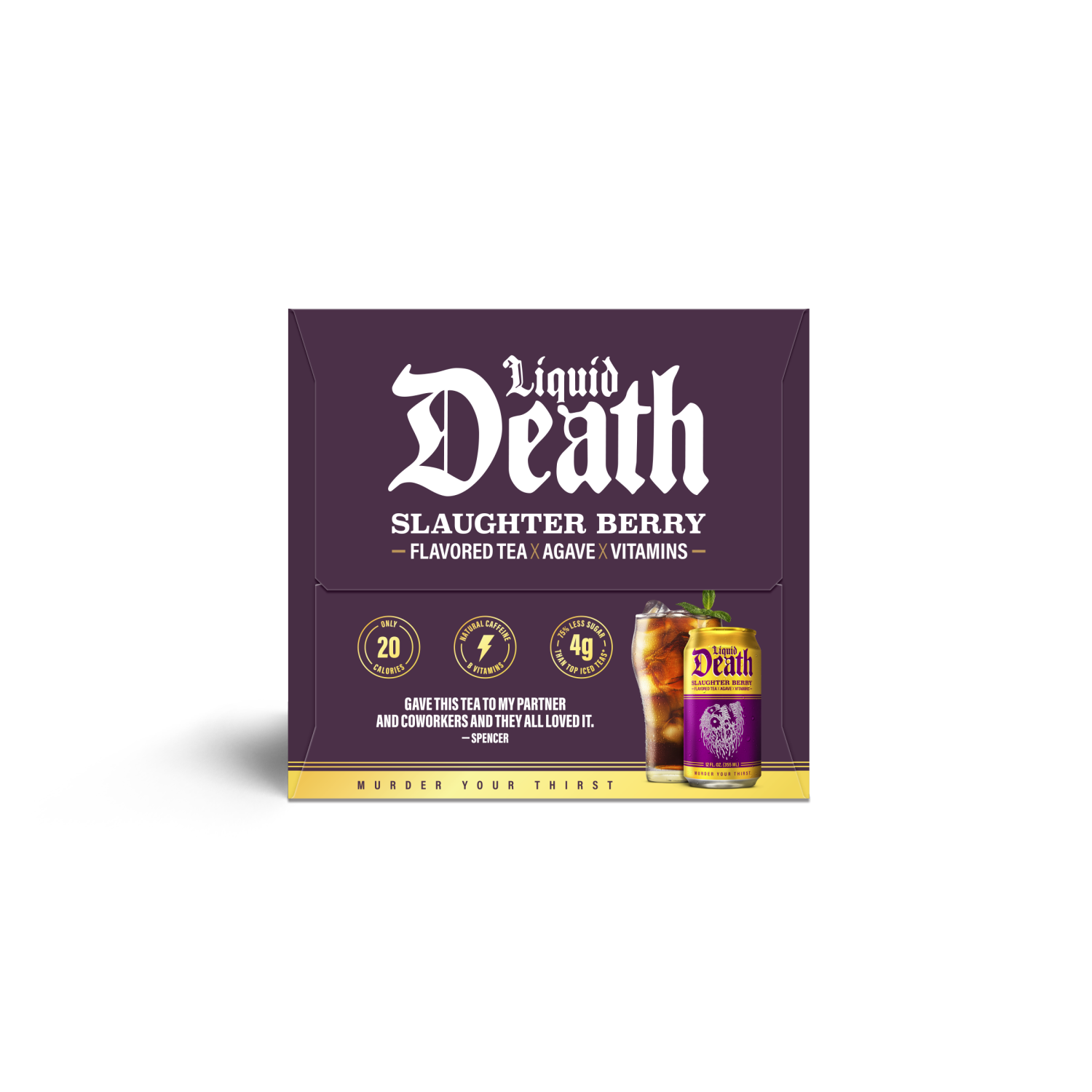 slide 3 of 4, Liquid Death, Slaughter Berry Iced Tea, Raspberry Flavored Black Tea, 6 ct