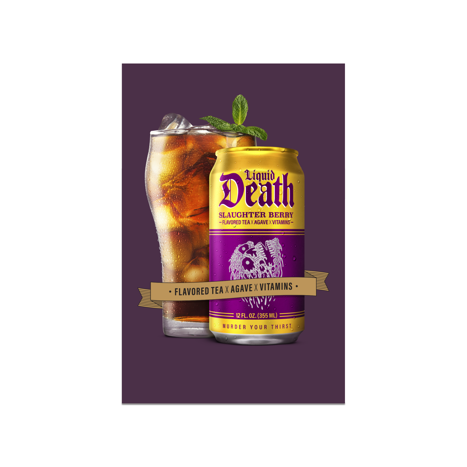 slide 2 of 4, Liquid Death, Slaughter Berry Iced Tea, Raspberry Flavored Black Tea, 6 ct