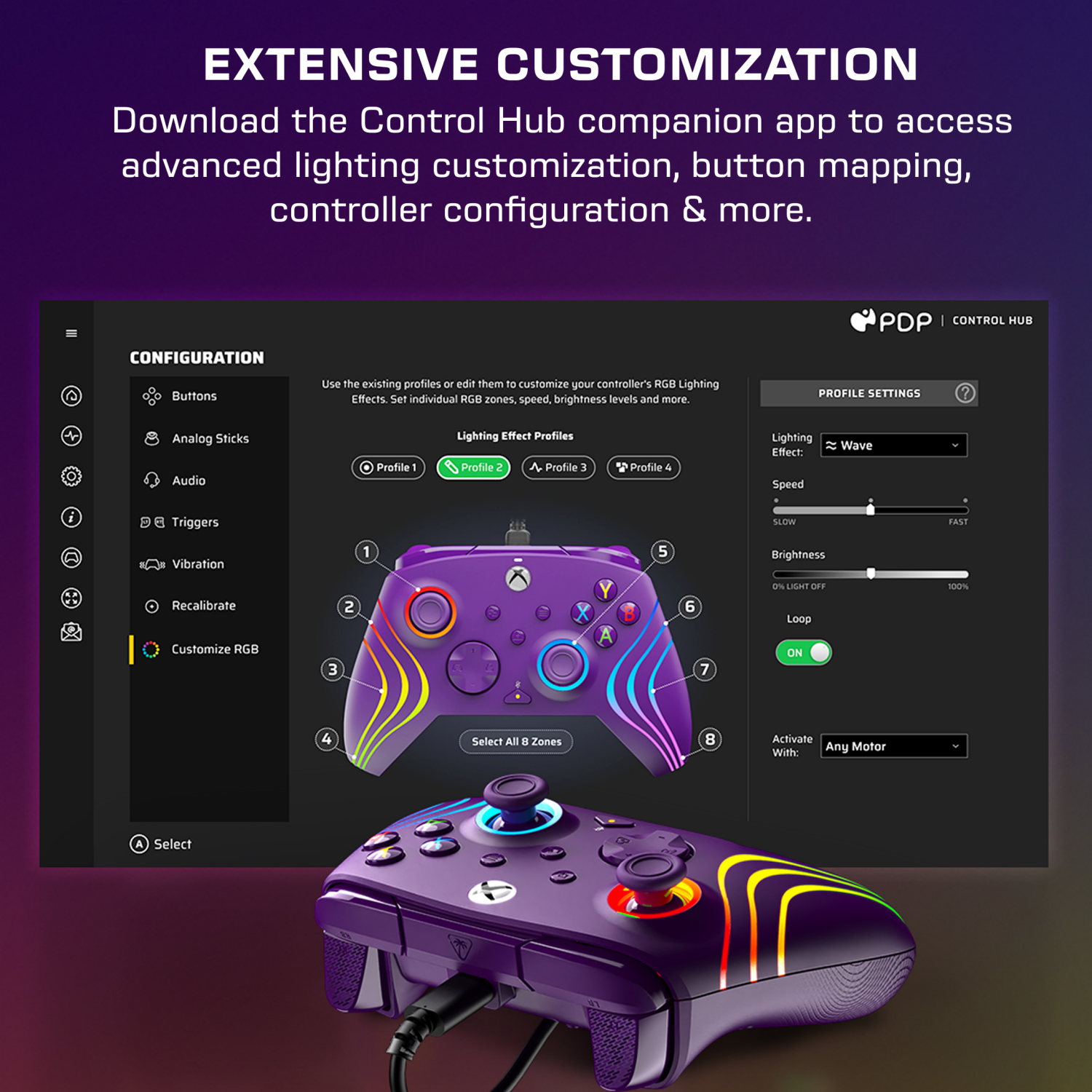 slide 2 of 8, Turtle Beach Afterglow Wave Wired Controller (Purple) for Xbox & Windows, 1 ct