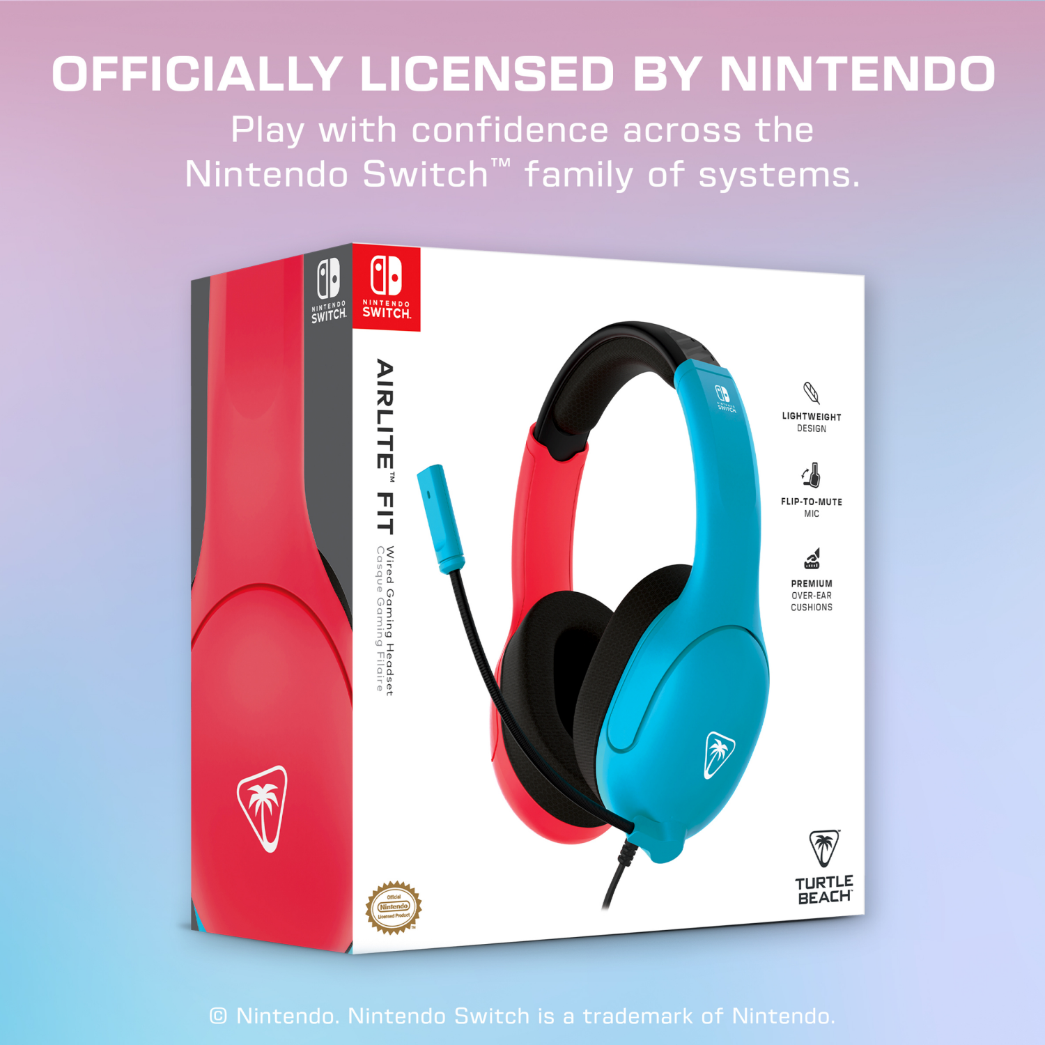 slide 3 of 8, Nintendo Turtle Beach Airlite Fit Wired Headset (Neon Blue & Red) for Nintendo Switch, 1 ct