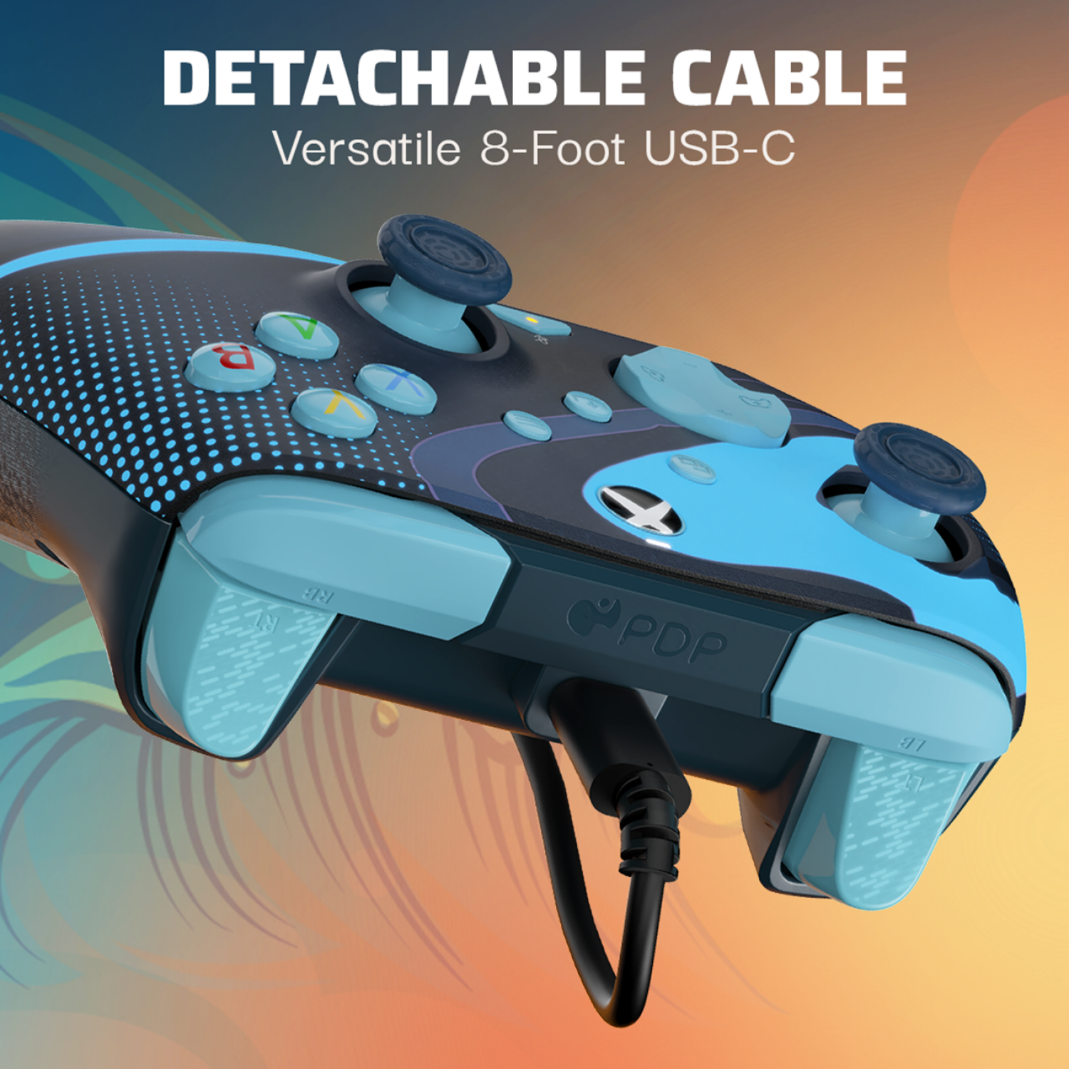 slide 8 of 8, TURTLE BEACH PDP - REMATCH GLOW Advanced Wired Gaming Controller for Xbox Series X|S, Xbox One, & Windows 10/11 PC (Blue Tide), 10/11 ct