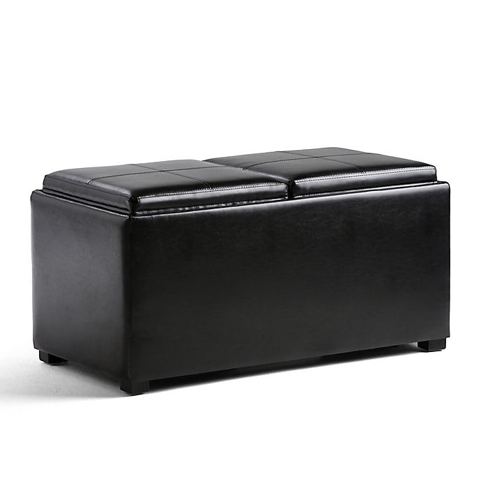 slide 4 of 5, Simpli Home Avalon Storage Ottoman - Black, 5 ct