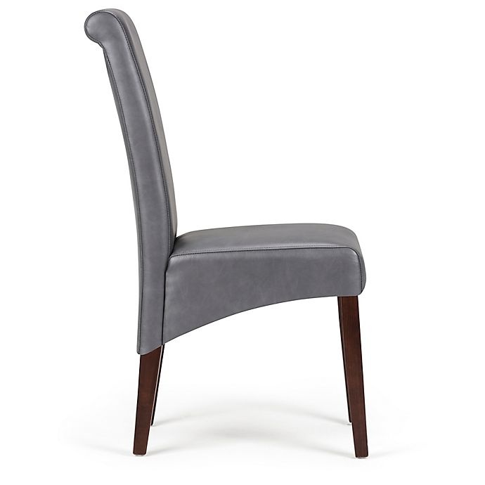 slide 2 of 5, Simpli Home Faux Leather Upholstered Dining Chairs - Stone Grey, 2 ct