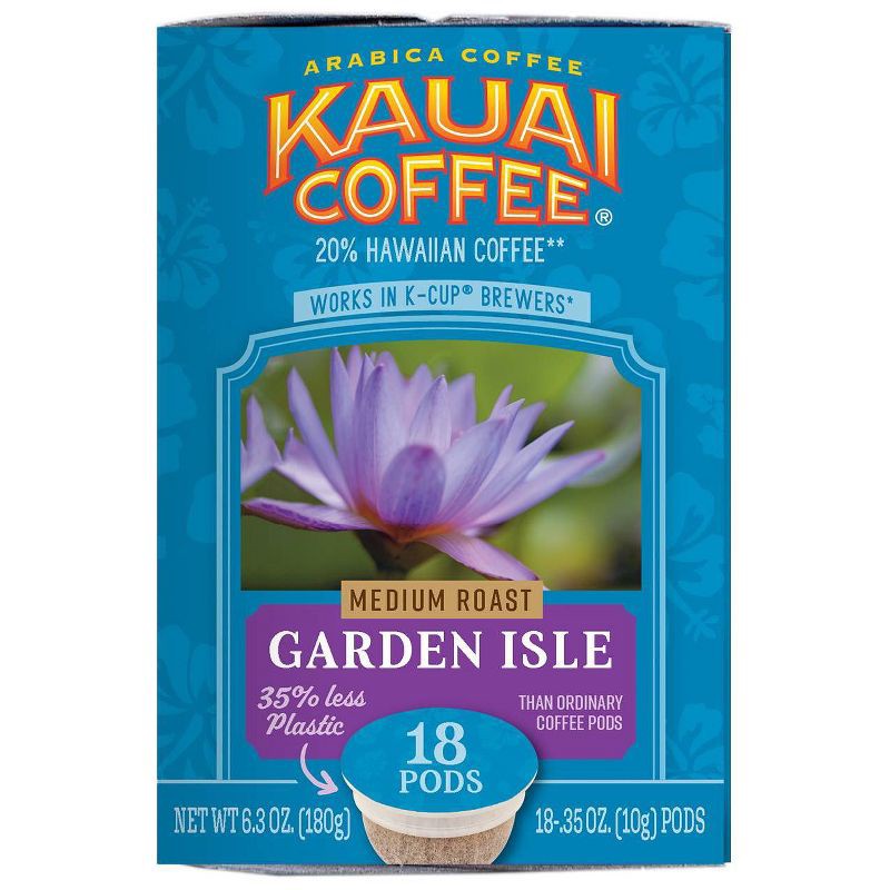 Kauai Coffee Garden Isle, Medium Roast Single Serve Pods - 18ct 18