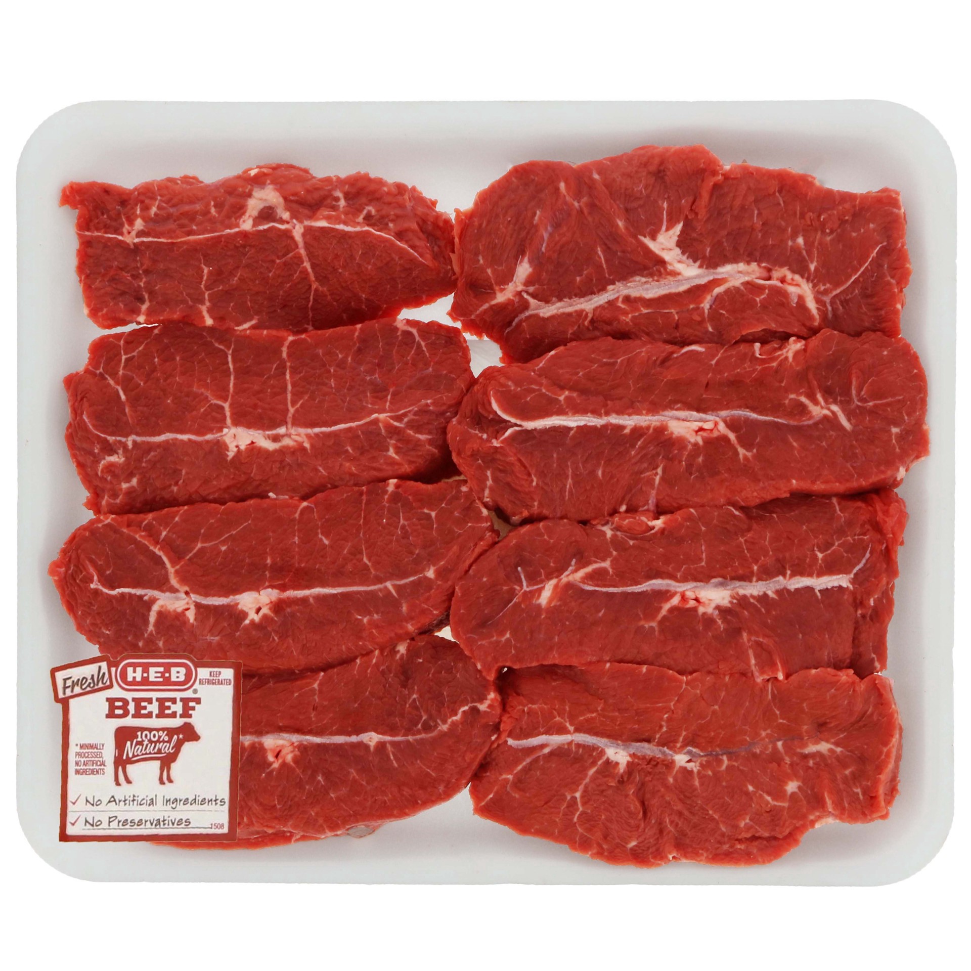 slide 1 of 1, H-E-B Beef Top Blade Steak Boneless Thick Value Pack USDA Select, per lb