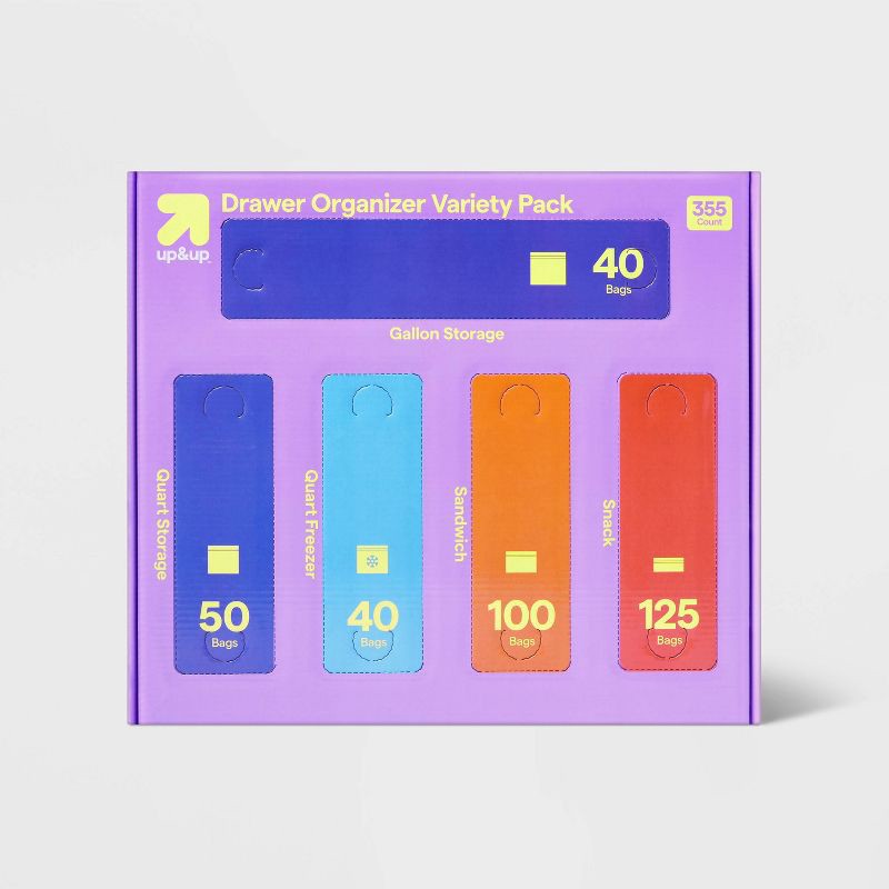 slide 3 of 5, Food Storage Bags Variety Pack - Clear - 355ct - up&up™, 355 ct