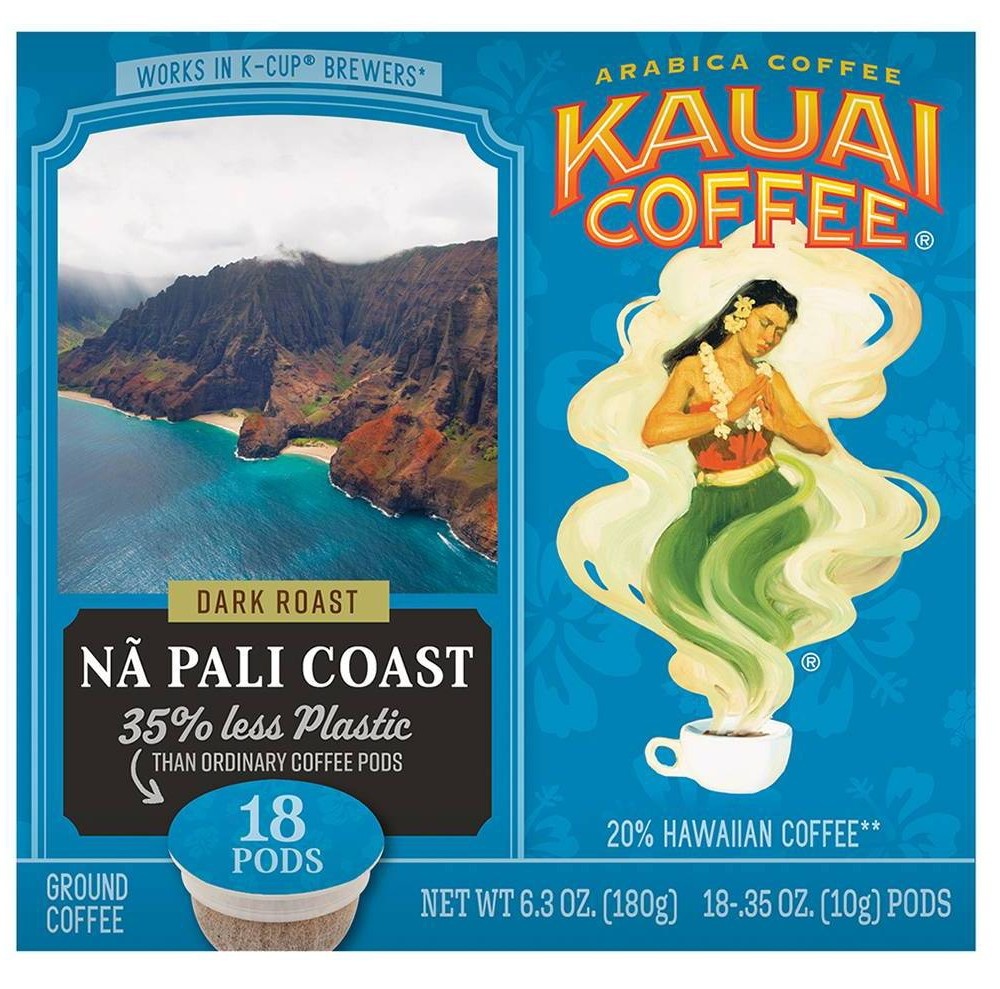 slide 3 of 6, Kauai Coffee Na' Pali Coast, Dark Roast Single Serve Pods - 18ct, 18 ct