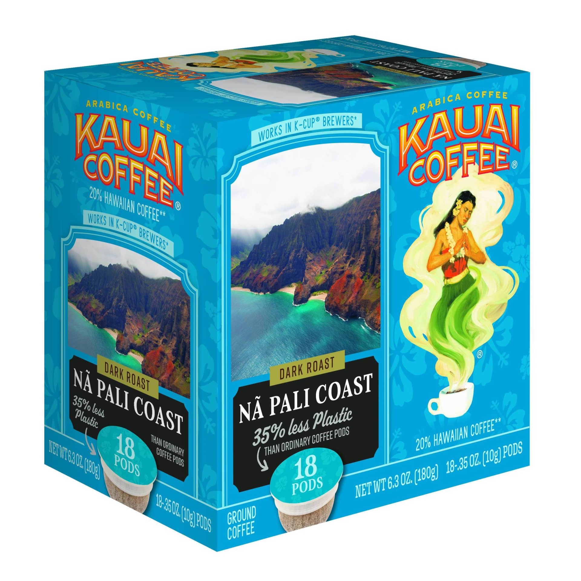 slide 1 of 6, Kauai Coffee Na' Pali Coast, Dark Roast Single Serve Pods - 18ct, 18 ct