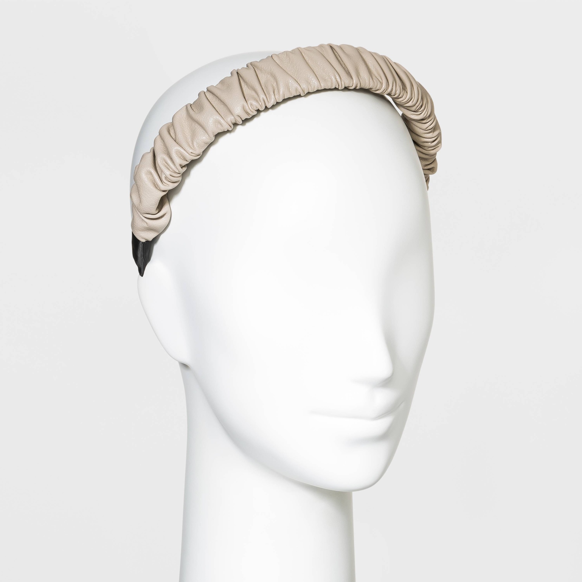 slide 1 of 1, Faux Leather Ruched Headband - A New Day Ivory, 1 ct