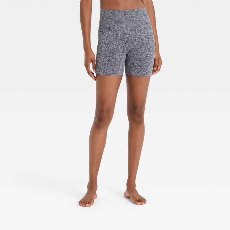 slide 2 of 3, Women's Seamless Ribbed Bike Shorts - Colsie™ Heather Gray S, 1 ct