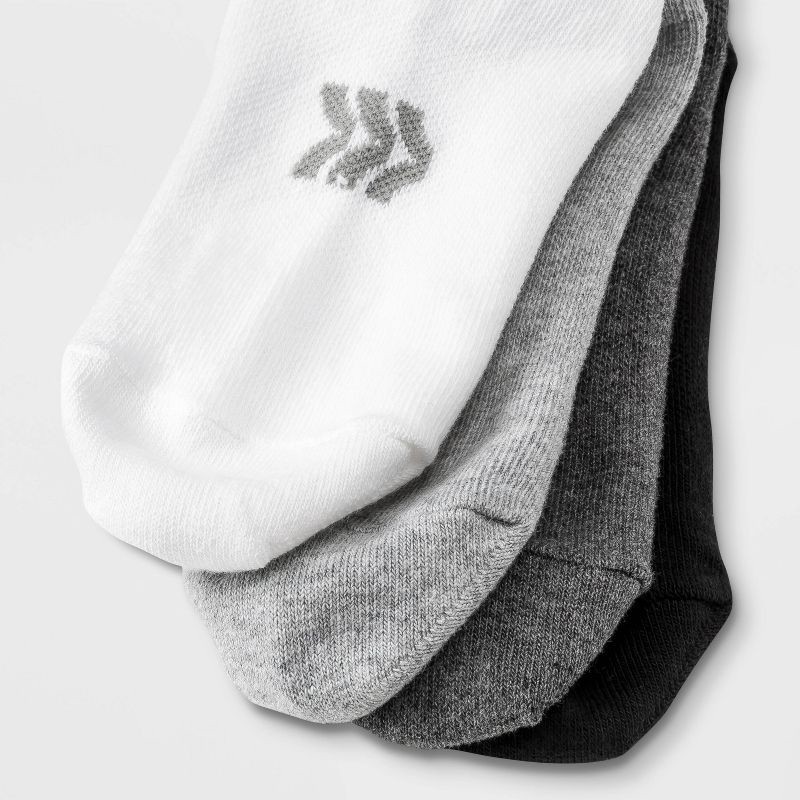 slide 3 of 3, Women's Lightweight 10pk No Show Socks - All In Motion™ White/Black/Gray 4-10: Moisture Wicking, Arch Support, 10 ct