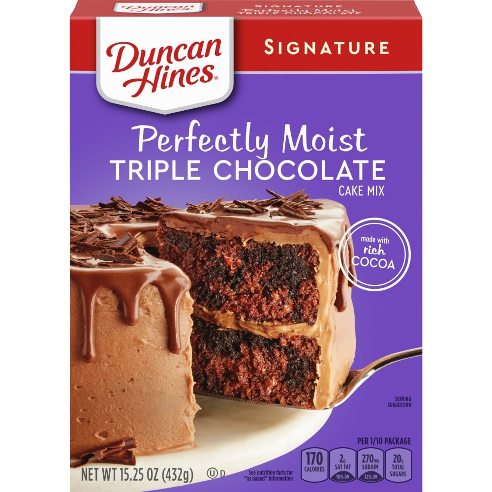 slide 1 of 1, Duncan Hines Signature Triple Chocolate Duncan Hines Signature Triple Chocolate Cake Mix, 15.25 oz