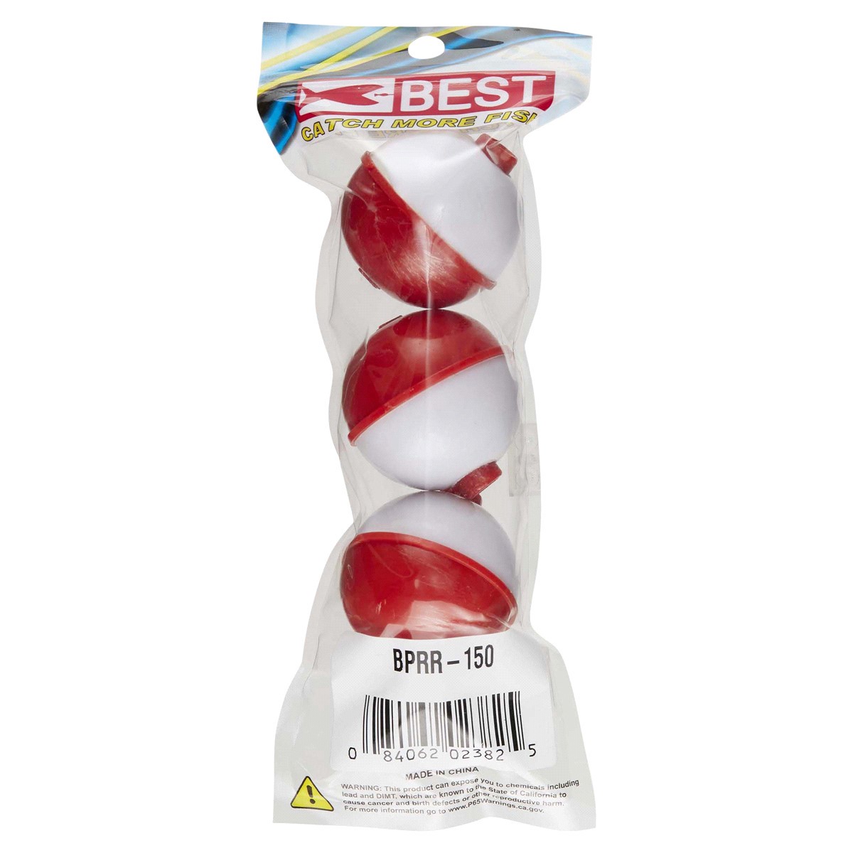 slide 2 of 2, 1 1/2 Round Red/White Plastic Bobbers, 1.5 in