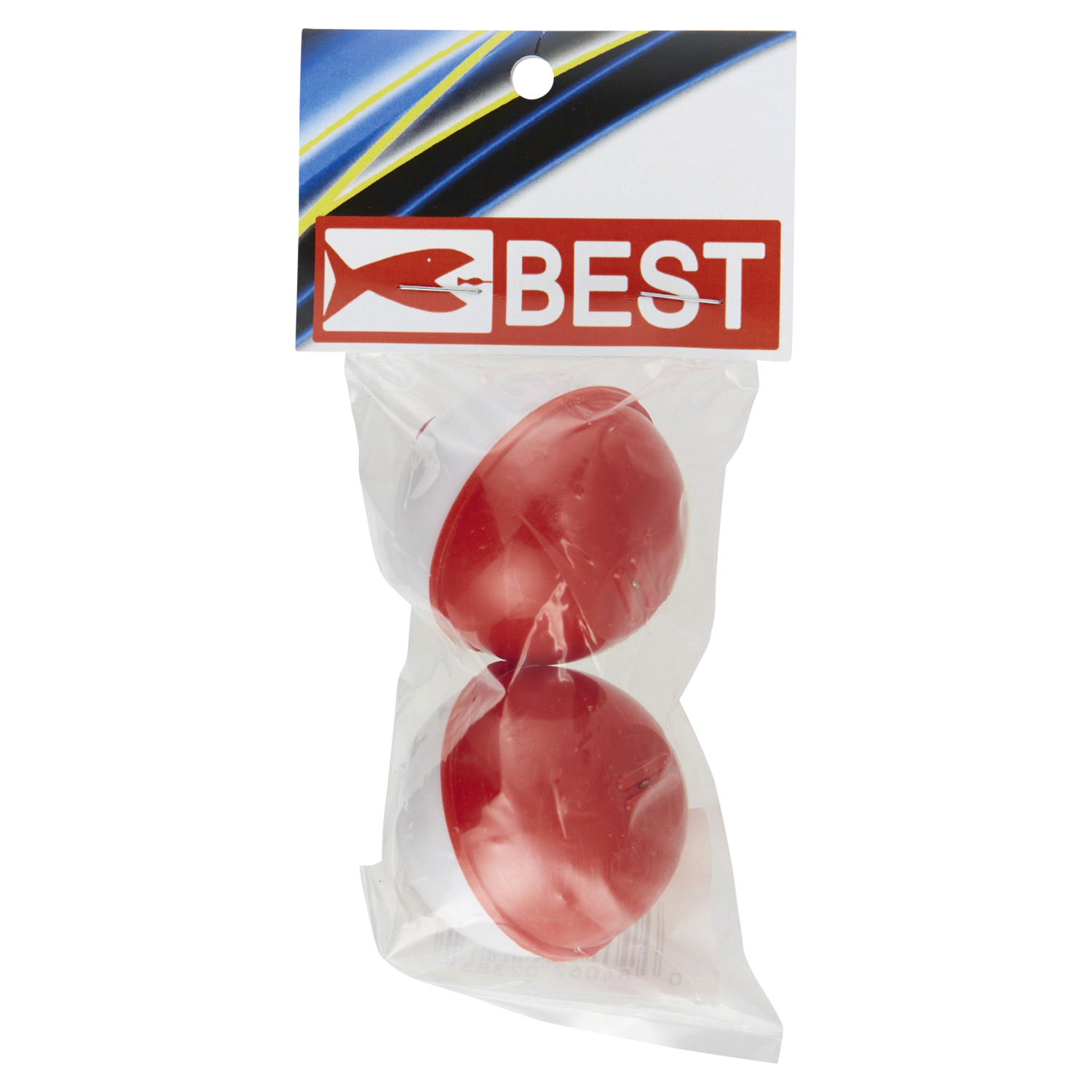 slide 1 of 2, 1 3/4 Round Red/White Plastic Bobbers, 1.75 in