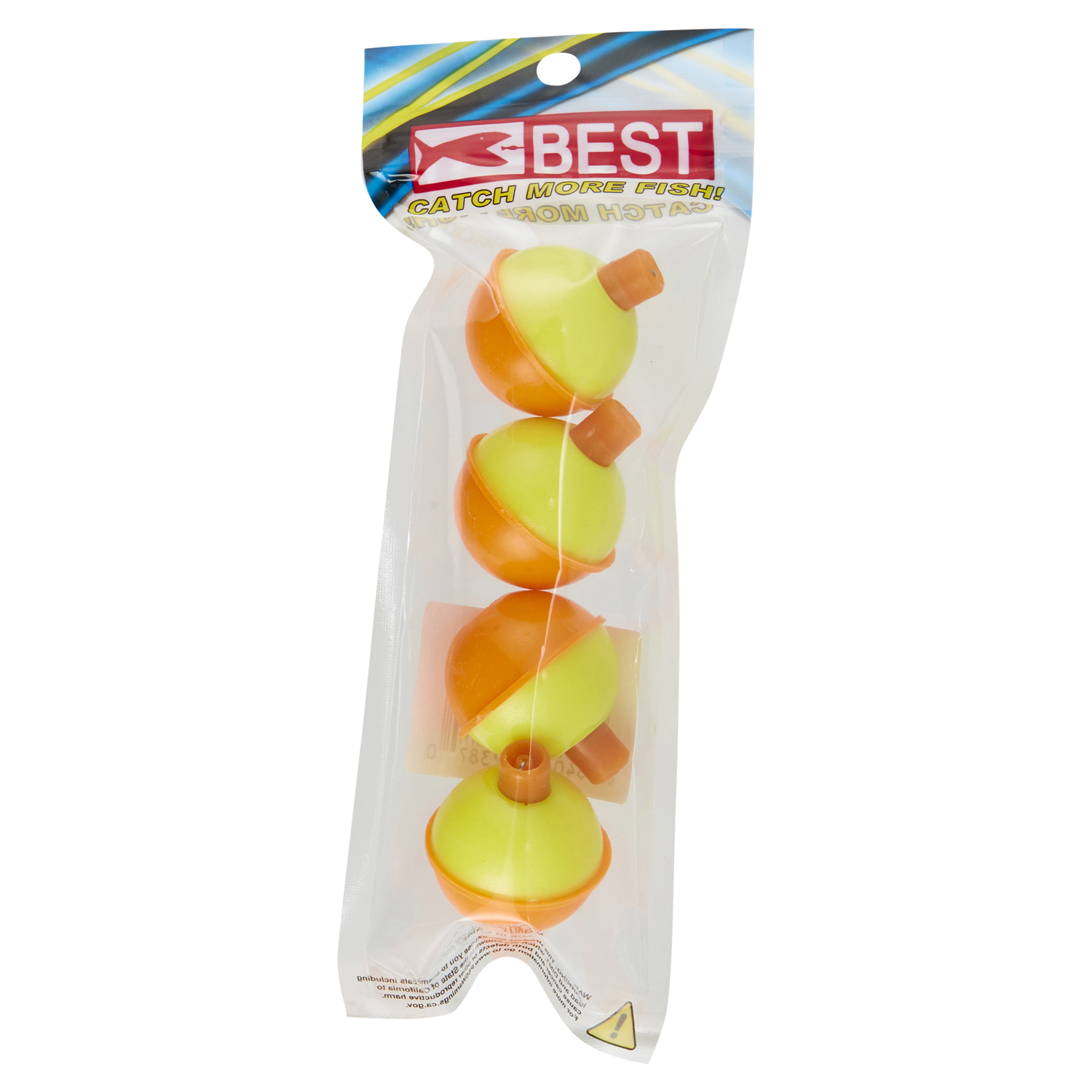 slide 1 of 2, 1 1/4 Round Yellow/Orange Plastic Bobbers, 1.25 in