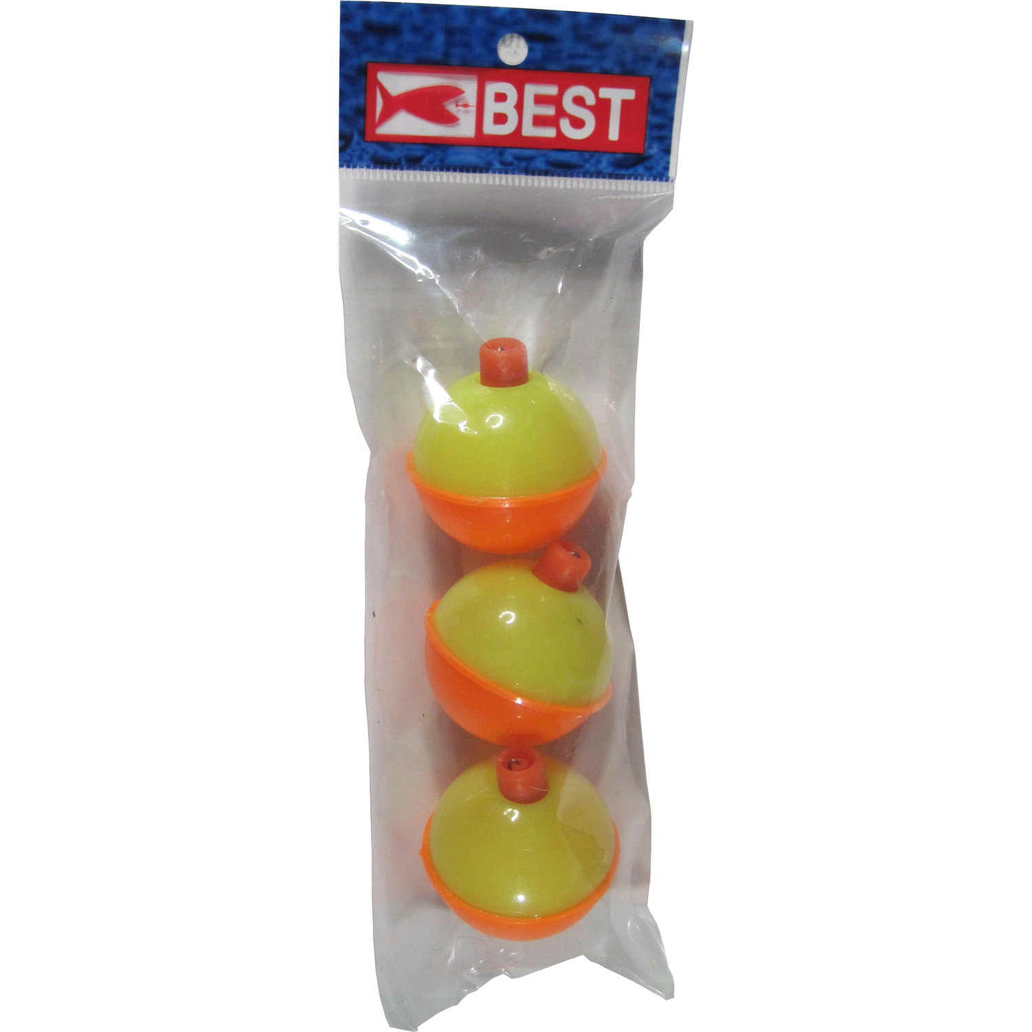 slide 1 of 1, 1 1/2 Round Yellow/Orange Plastic Bobbers, 1.5 in