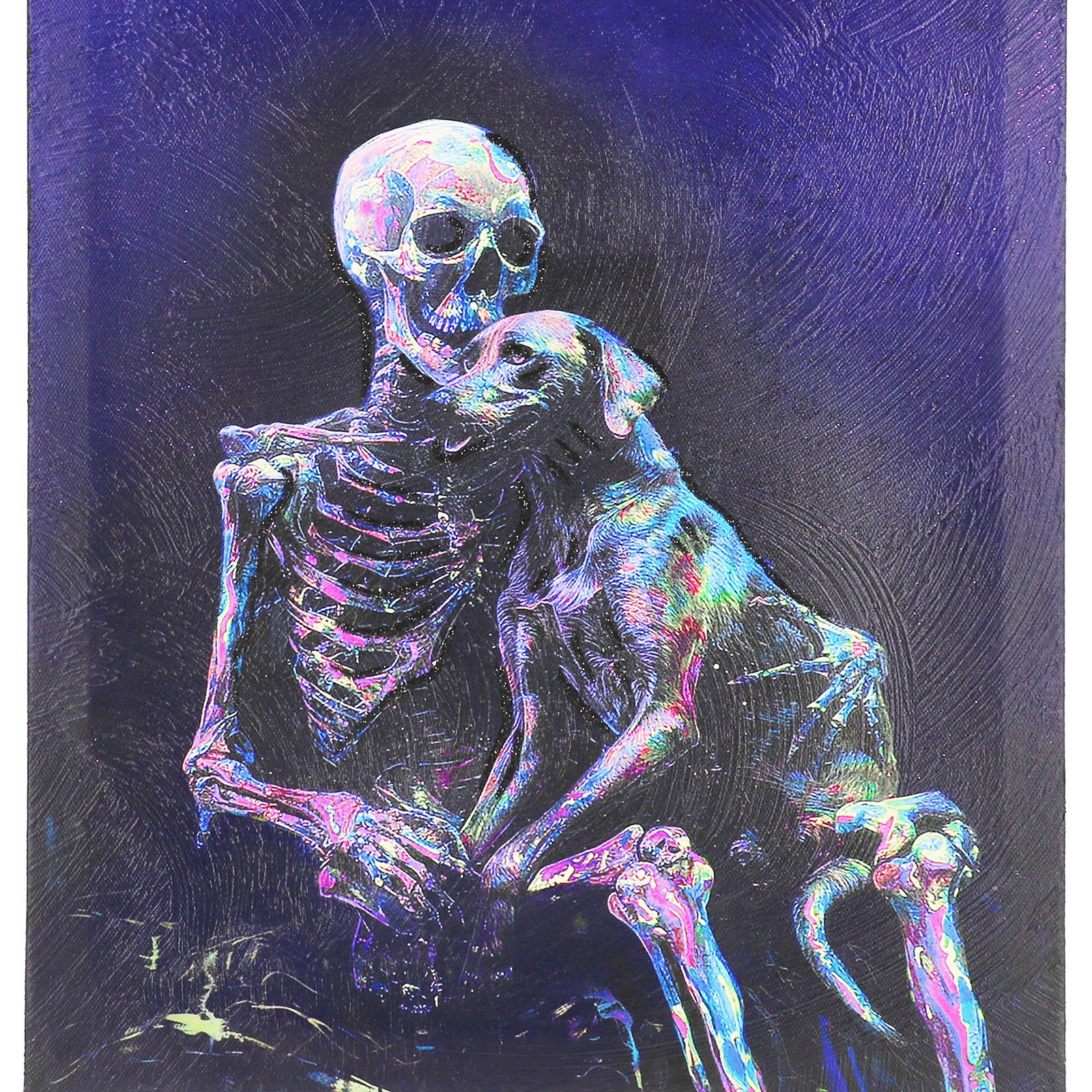 slide 2 of 4, 12" X 17" Skeleton With Dog Canvas Wall Art By Ashland, 12 in x 17 in