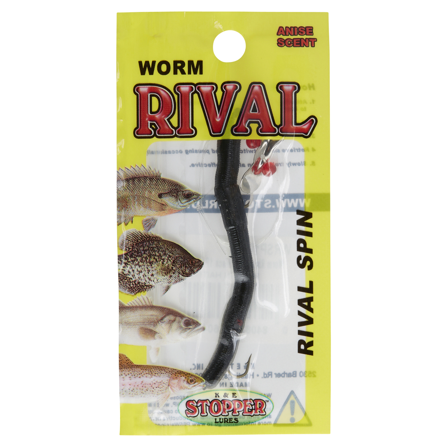 slide 1 of 2, STOPPER Worm Rival Spin Black, 3 ct