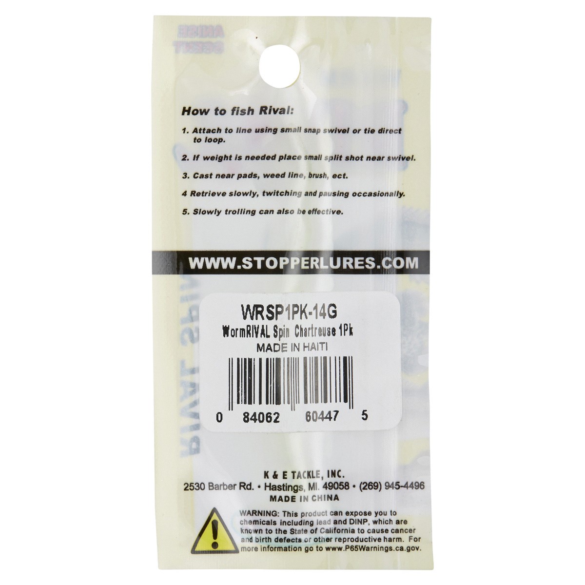 slide 2 of 2, STOPPER Worm Rival Spin Chartreuse Gold, 1 ct