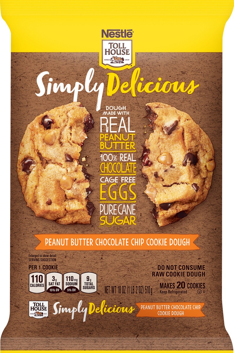 slide 7 of 8, Toll House Simply Delicious Peanut Butter Chocolate Chip Cookie Dough, 18 oz