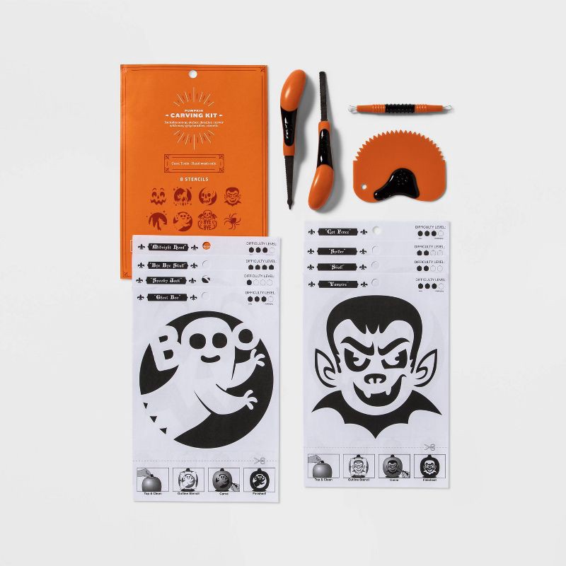 slide 2 of 3, Easy Grip Halloween Pumpkin Carving Kit 5pc - Hyde and EEK! Boutique™, 5 ct