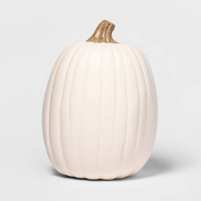 slide 1 of 3, 13" Carvable Faux Halloween Pumpkin Cream - Hyde and EEK! Boutique™: Large, Indoor/Outdoor Decor, 1 ct