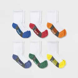 Baby Boys' 6pk Crew Socks - Cat & Jack™ 6-12M: Stripe Pattern, Midweight Knit, Flat Seams, Zone Cushioning