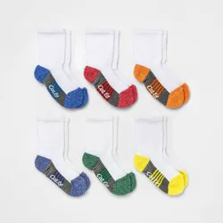Toddler Boys' 6pk Crew Socks - Cat & Jack™ 2T-3T: Stripe Pattern, Midweight Knit, Flat Seams, Zone Cushioning