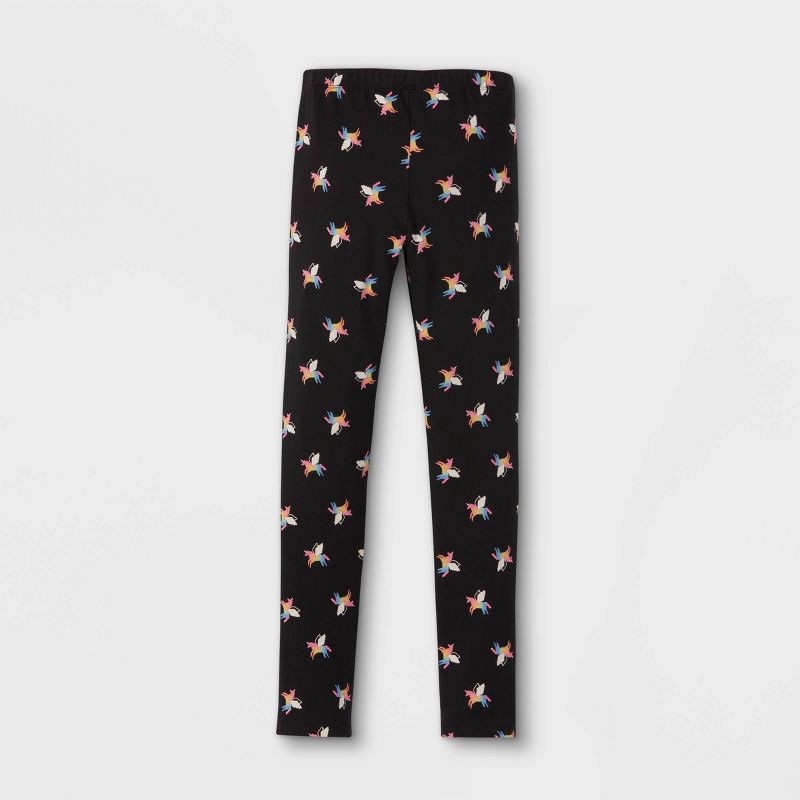 slide 2 of 3, Girls' Unicorn Leggings - Cat & Jack™ Black L, 1 ct