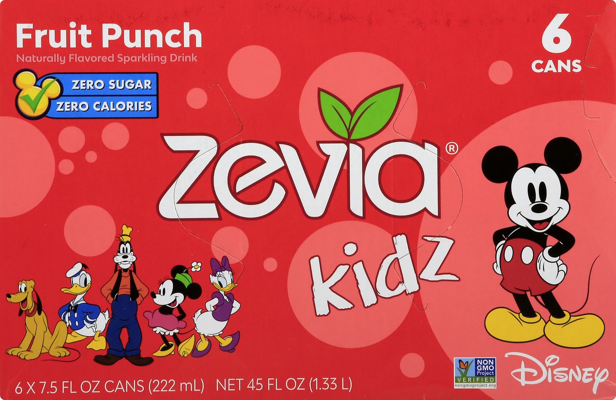 slide 5 of 9, Zevia Kids Zero Sugar Fruit Punch Sparkling Drink 6 - 7.5 fl oz Cans, 6 ct